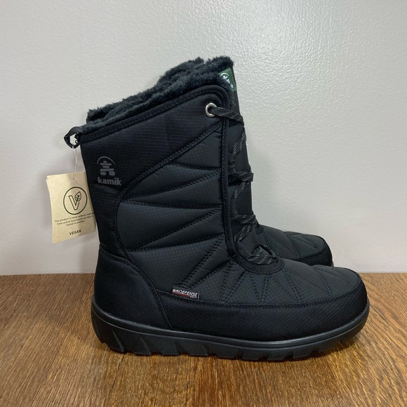 NWT Kamik Hannah Mid Lace Up Boot Women’s Size 8 Black - Picture 1 of 12